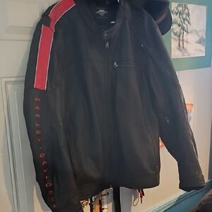 Harley-Davidson Men's Black Jacket with Red Accents